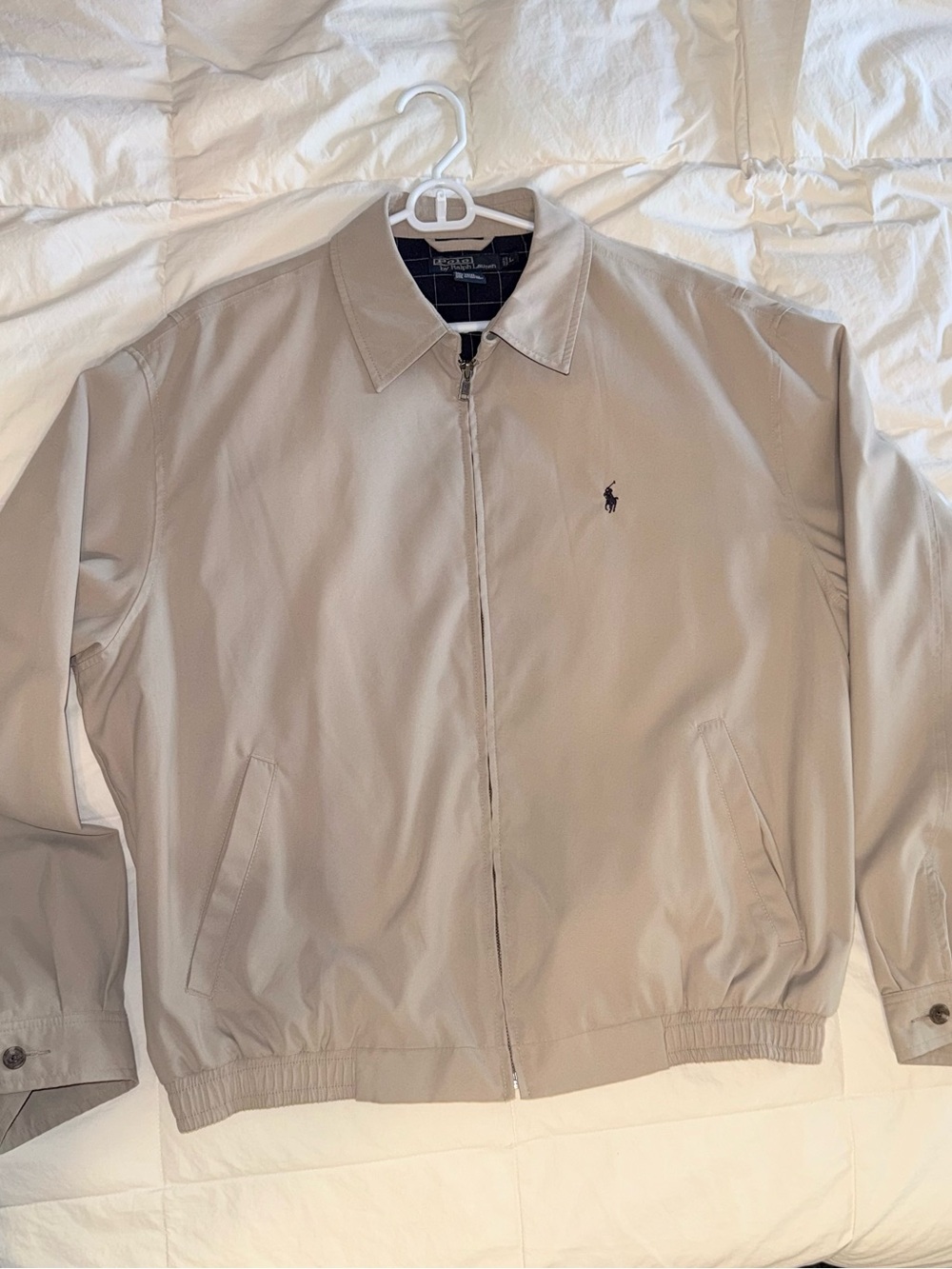 Vintage 90s Polo Ralph Lauren Harrington Jacket L Khaki Plaid Lined